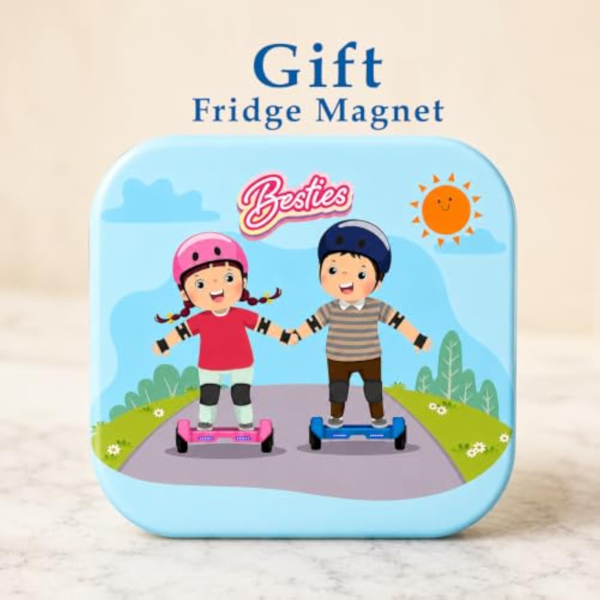 Couple Rakhi Combo Set with Fridge Magnet for Brother and Bhabhi